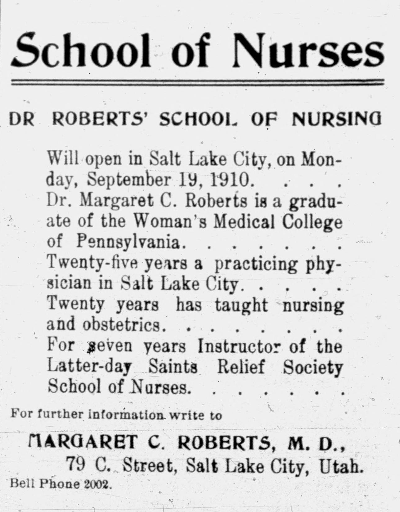 An advertisement by from the 1910-06-01 issue of the Woman's Exponent